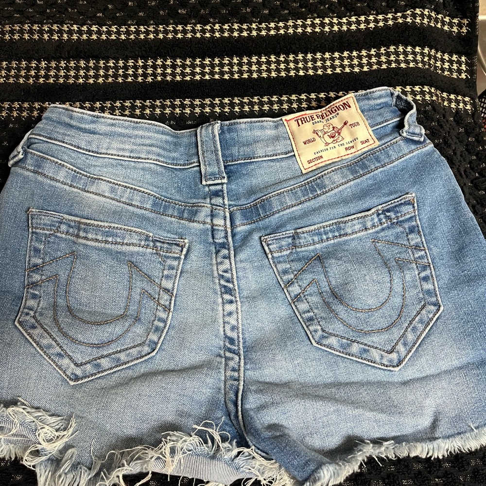 True Religion Women's Faded Blue Jean Shorts